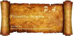 Pirovits Aranka névjegykártya