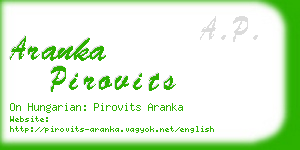 aranka pirovits business card